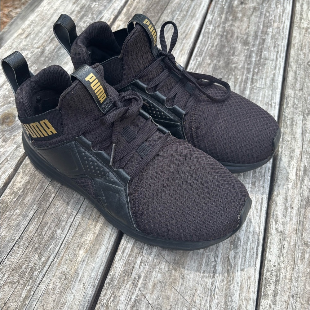 PUMA Men's Black and Gold Sneakers - Picture 3 of 7